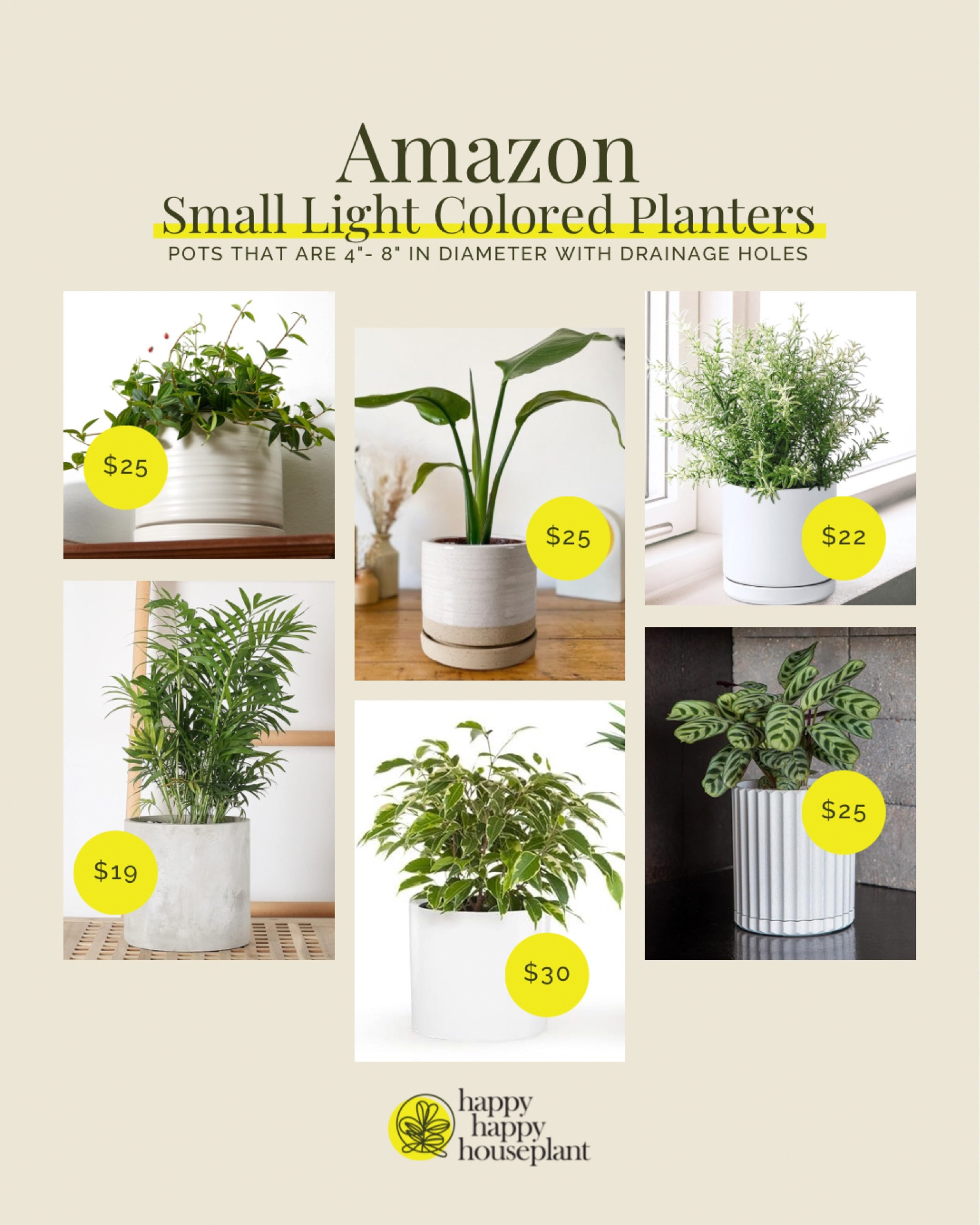 Small light colored planter pots from Amazon. All of them have drainage holes and are under $30! 

#LTKSeasonal #LTKhome #LTKfindsunder50