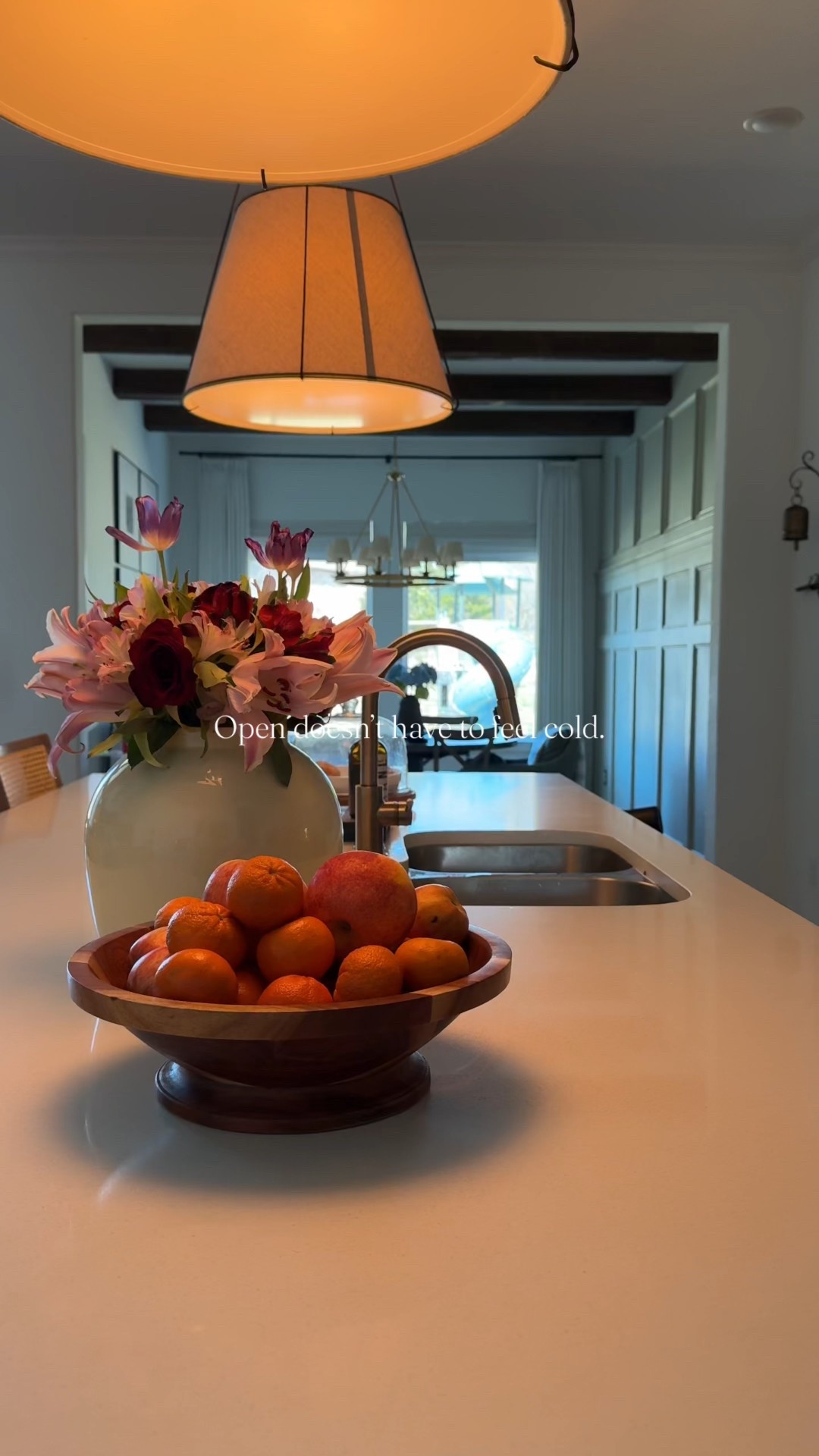 Sectional sofa, pendant lights, open concept, white kitchen, barstools, chandelier, home decorations, coffee table, decorations, vase, dining chairs, kitchen faucet, cozy home 

#LTKHome #LTKmomlife