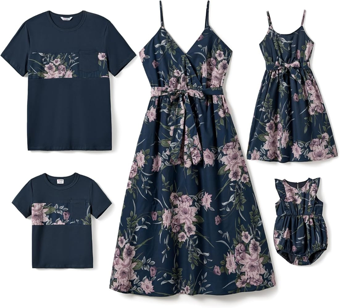 PATPAT Family Matching Outfits Mommy and Me Dresses Hawaiian Vacation Beach Tropical Spaghetti St... | Amazon (US)