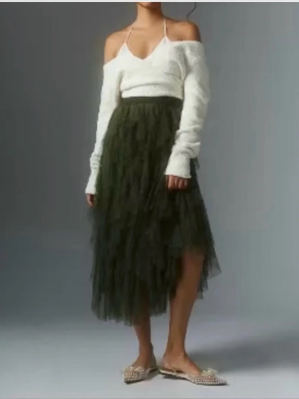 The Ch\u00e9ri Ruffled Tulle Midi Skirt by Anthropologie Size 1X | Poshmark