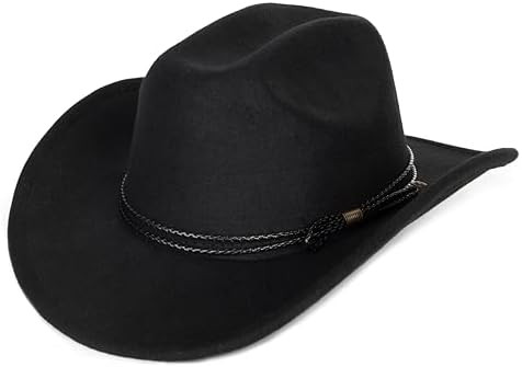 Womens Western Cowboy Hats Studded Pinched Western Cowgirl Hats Wide Brim Fedoras Hat with Belt B... | Amazon (US)