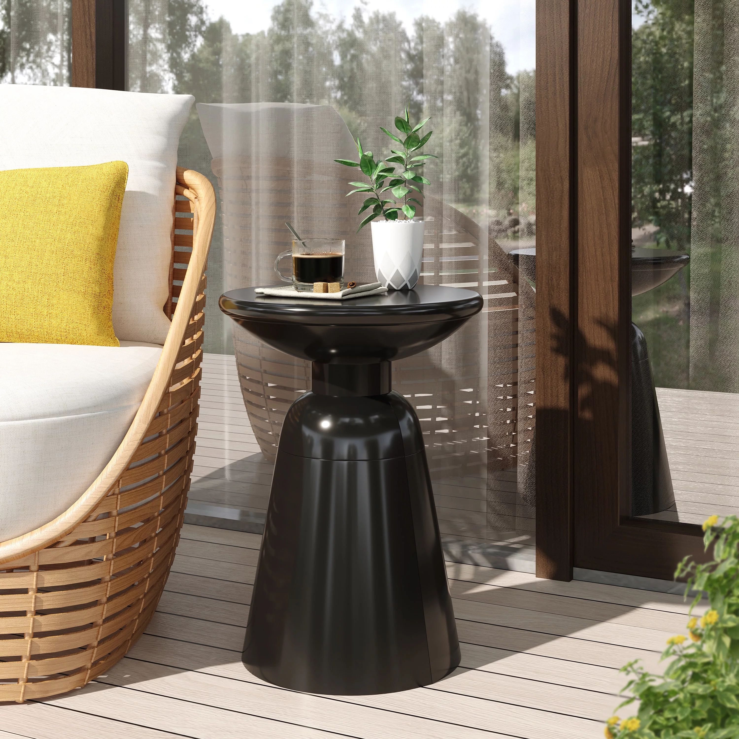 Aston Metal Outdoor Side Table, Black - Walmart.com | Walmart (US)