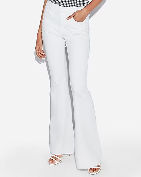 high waisted white bell flare jeans | Express