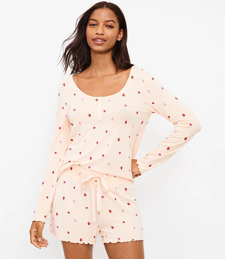 Strawberry Henley Pajama Top | LOFT | LOFT