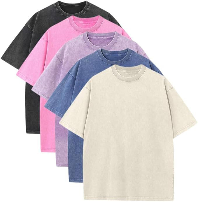 T-Shirts Pack:Unisex Cotton Crew T Shirts Bulk Short Sleeve Heavyweight Vintage Tees Mix Colors C... | Amazon (US)