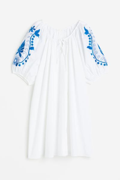 Embroidered Poplin Dress | H&M (US + CA)