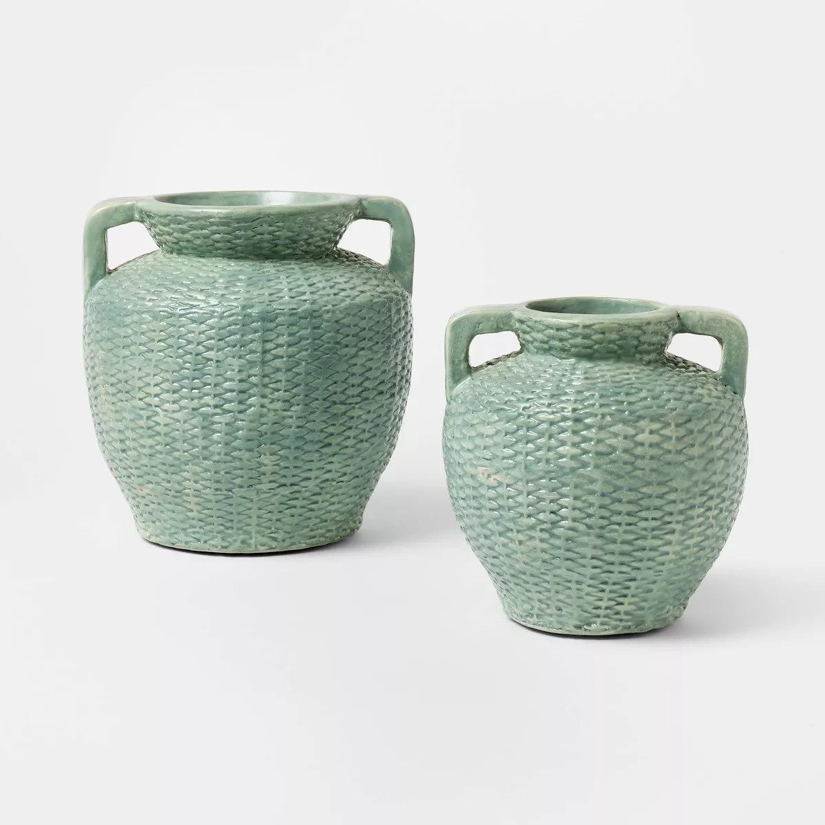 Small Woven Texture Ceramic Vase Blue - Threshold™ designed with Studio McGee | Target