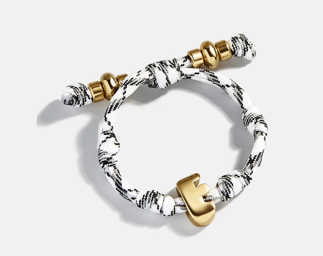 Knotty Initial Custom Bracelet - Onyx/White Single Letter | BaubleBar