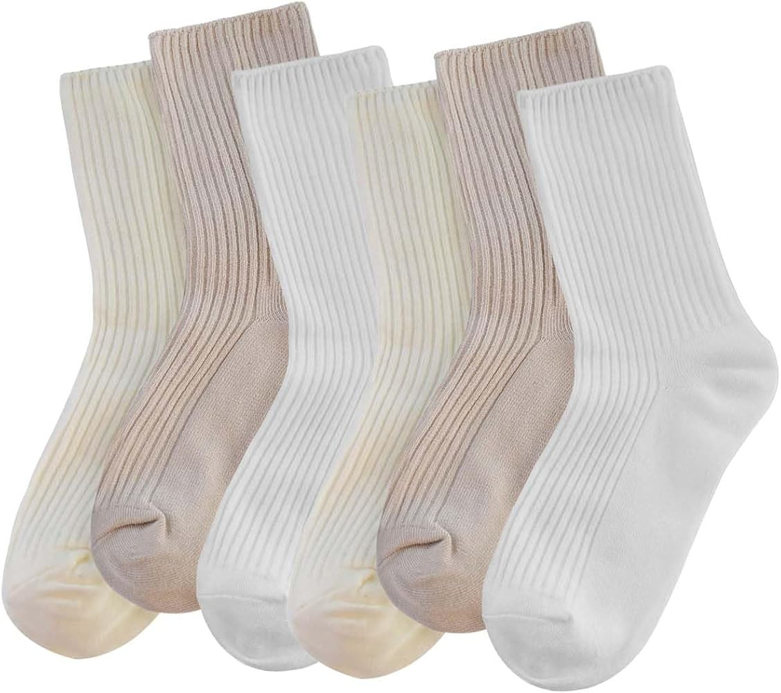 Womens Cute Crew Socks Casual Cotton Socks Athletic Aesthetic Neutral Sock 3/6 Pairs, Mix C 3 Pai... | Amazon (UK)
