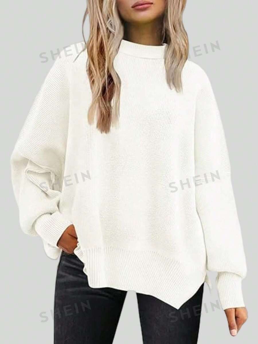 Solid Drop Shoulder Sweater | SHEIN