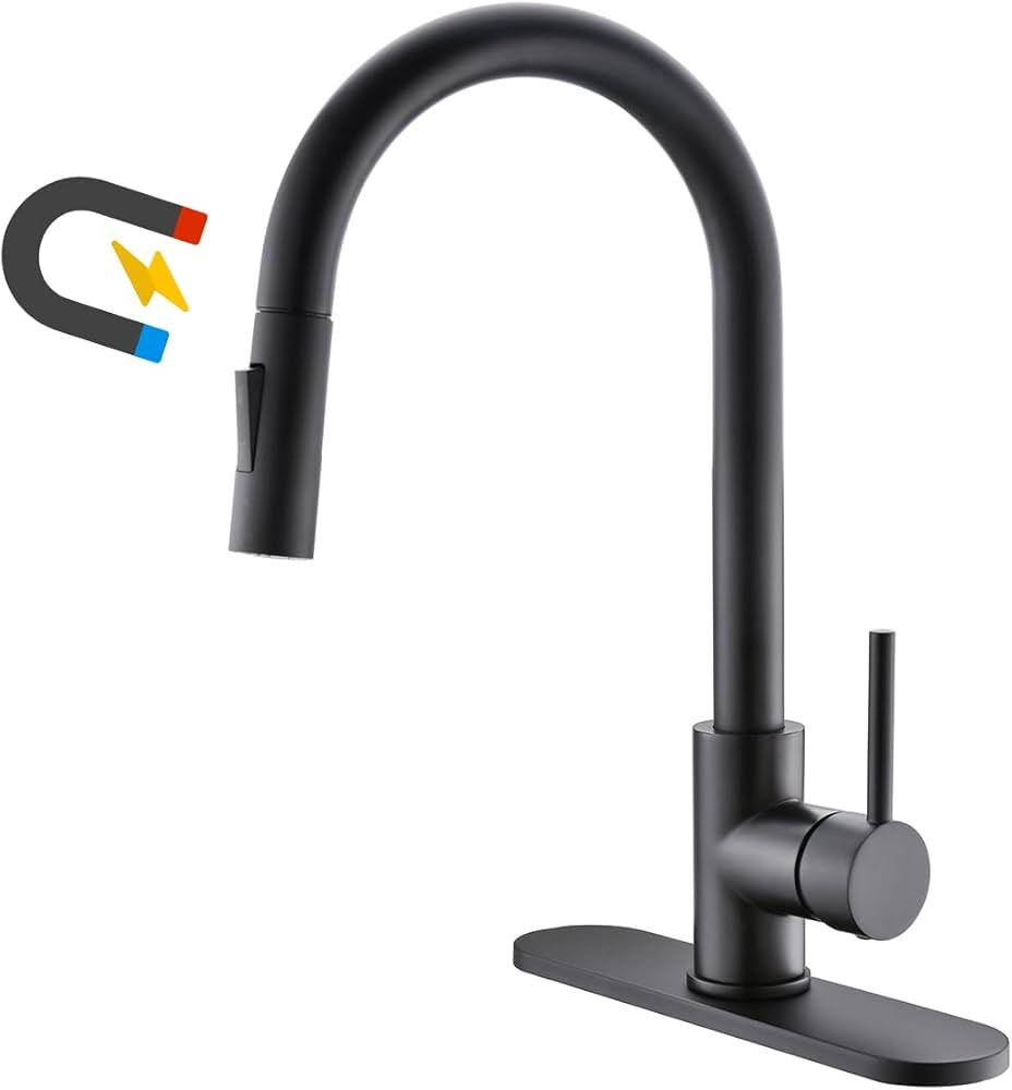 Havin Black Kitchen Faucet with Pull Down Magnetic Sprayer, High Arc Stainless Steel Material, wi... | Amazon (US)