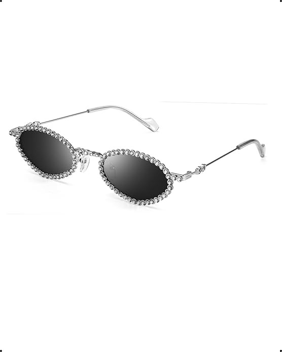 Oval Rhinestone Sunglasses for Women Bling Glasses Jeweled Frame Costume Party IF5181 | Amazon (US)