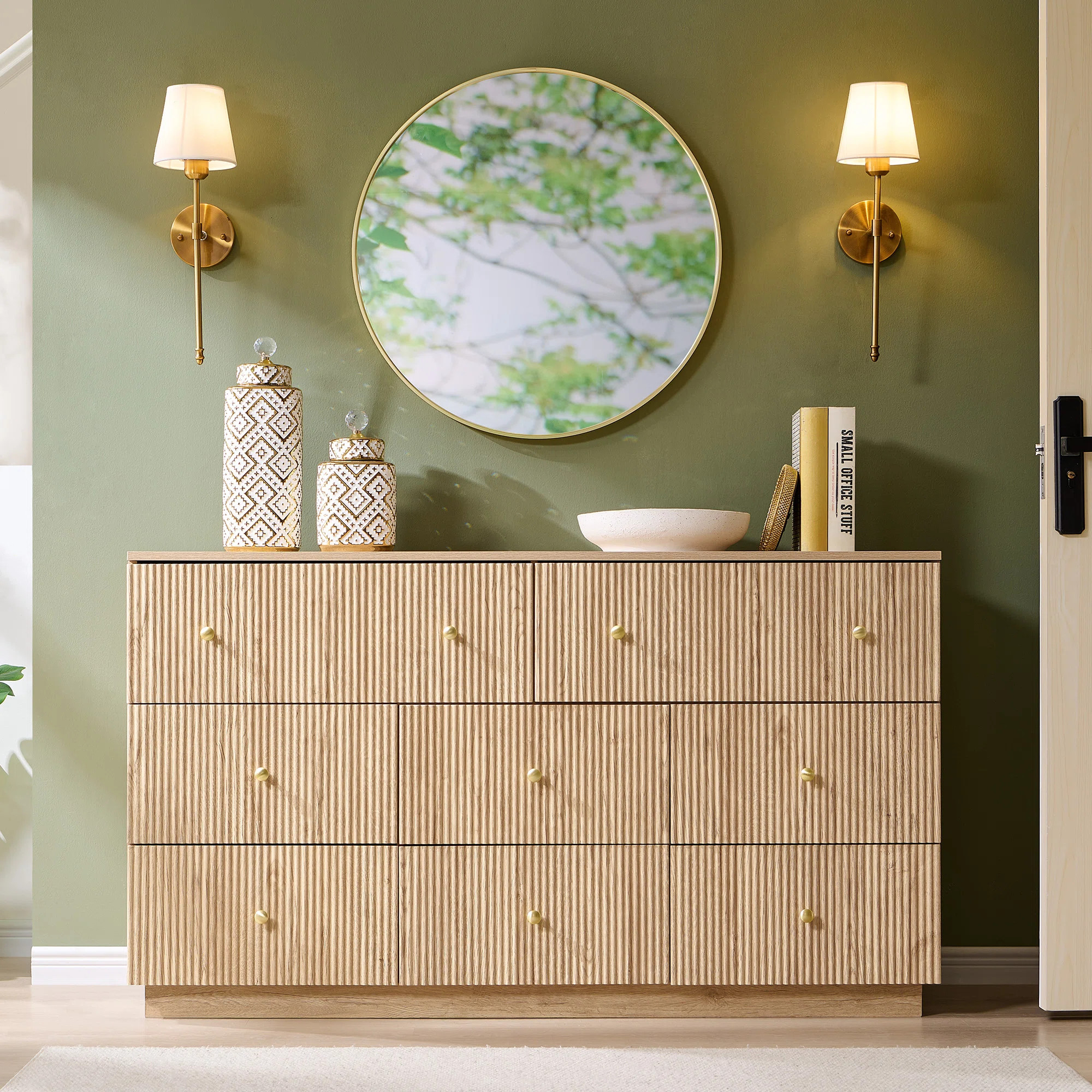 Aberdeen Fluted 8 Dresser for Bedroom, 55" W Tall Dresser Storage Organizer, Modern Bedroom Chest... | Wayfair North America