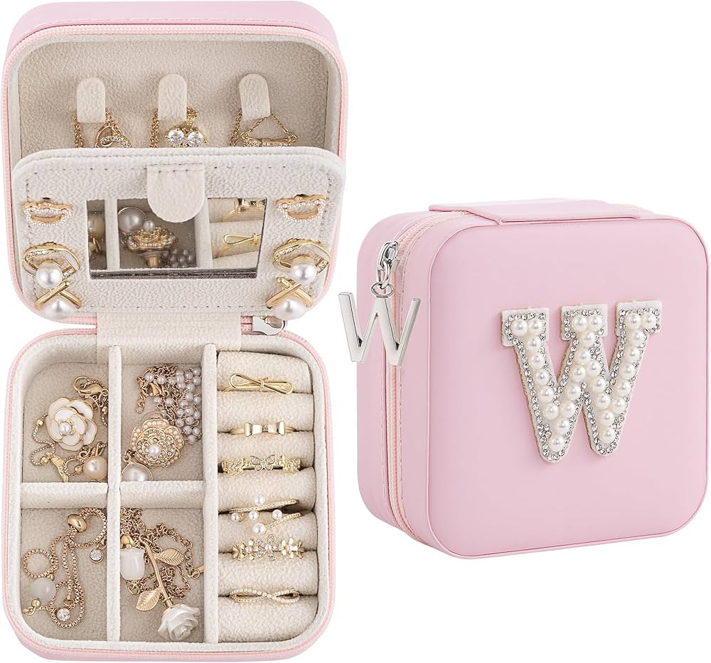 Birthday Gifts For Women, Initial Jewelry Box, Travel Jewelry Case, Gifts for Wife Girlfriend, Sm... | Amazon (US)