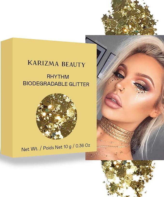 Rhythm Biodegradable Chunky Glitter // Karizma Beauty Gold Bio Glitter Eco Glitter Face Glitter F... | Amazon (US)