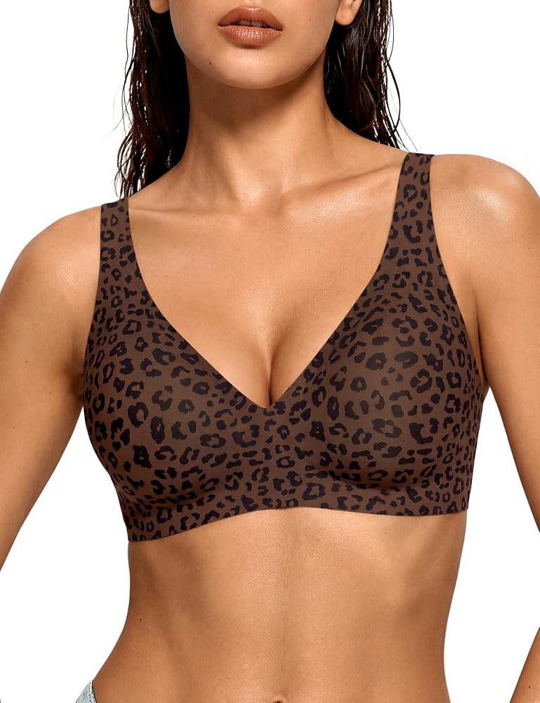 LUCKMEEY Deep V Bras for Women No Wnderwire Wireless Comfortable Low Back Bra Push Up Seamless Pl... | Amazon (US)