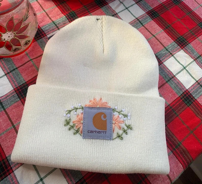 Hand-Stitched Flower Carhartt Beanie | Etsy (US)