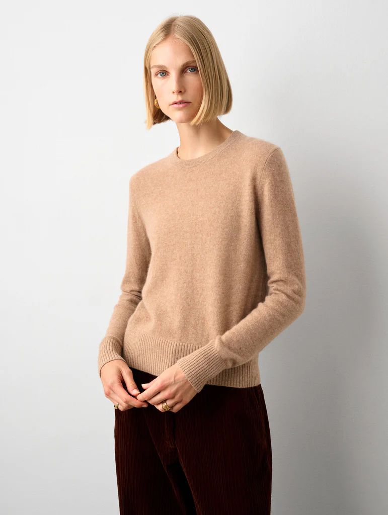 Cashmere Shrunken Crewneck | White and Warren