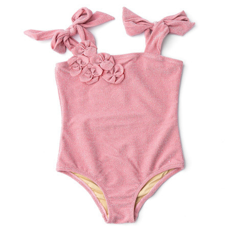 Coral Girls Shimmer Flower One Piece Swimsuit 3t-10 | Shade Critters