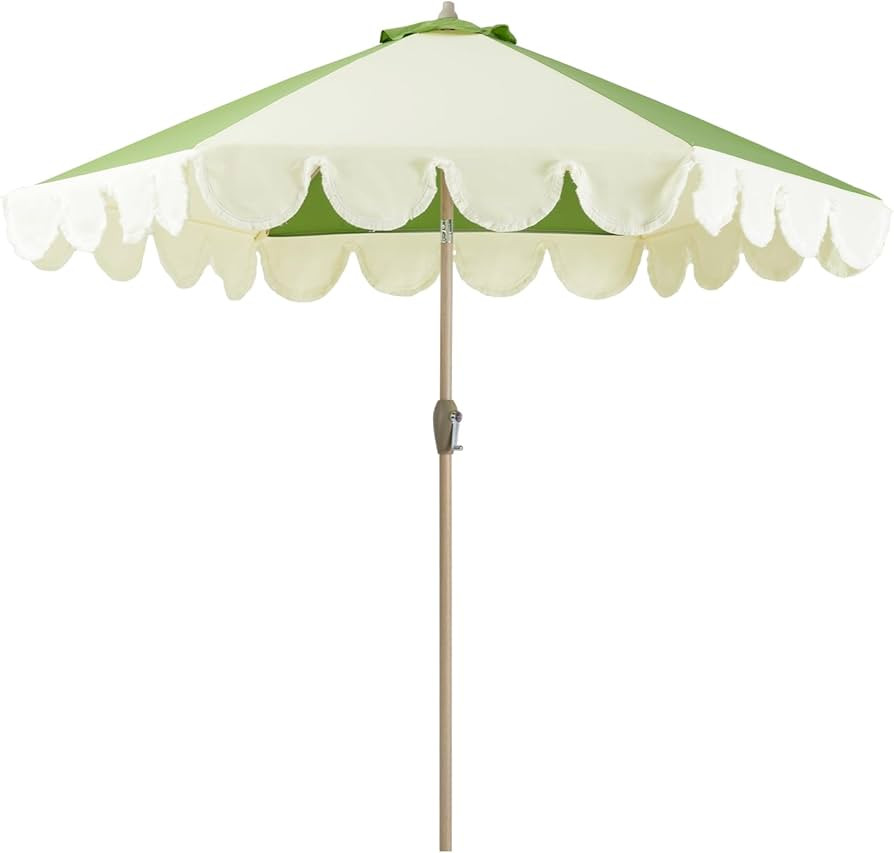 Tempera 9ft Scalloped Patio Umbrellas with Fringe, Market Umbrellas with Water-Resistant and Fade... | Amazon (US)