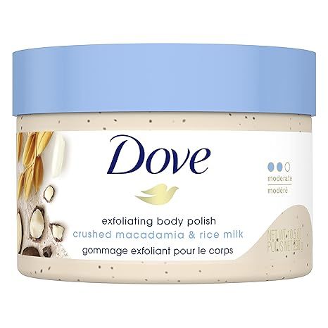 Dove Exfoliating Body Polish Scrub Reveals Visibly Smoother Skin Macadamia and Rice Milk Body Scr... | Amazon (US)