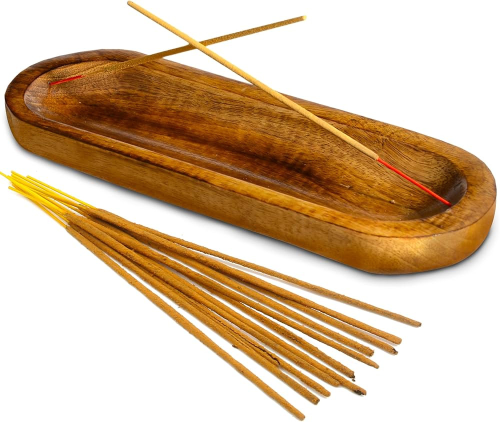 Incense Holder-Incense Burner/Ash Catcher-Handmade Wooden Insence Tray Home Decor 11x4x1.2 Inches | Amazon (US)
