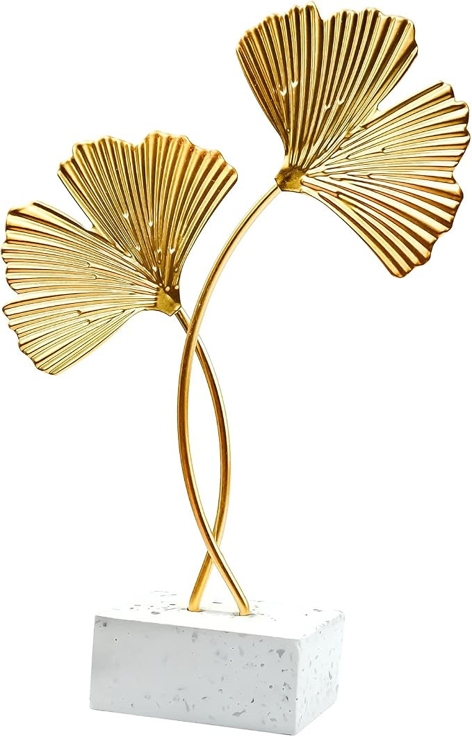 Metal Ginkgo Leaf Ornaments, Gold Ginkgo Leaf Desktop Decoration Sculpture, Modern Creative Home ... | Amazon (US)