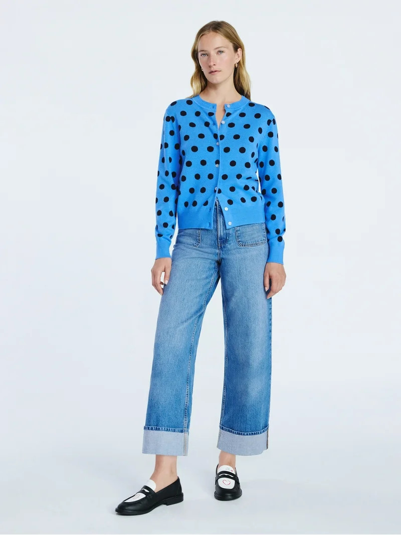 Free Assembly Women's and Women's Plus Solid, Stripe, & Print Classic Cozy Yarn Cardigan Sweater,... | Walmart (US)