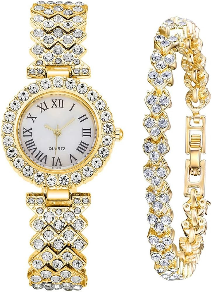 Women Diamond Watchs Luxury Fashion Ladies Bangle Bracelet Set Wrist Watch Female Dress Watch | Amazon (US)