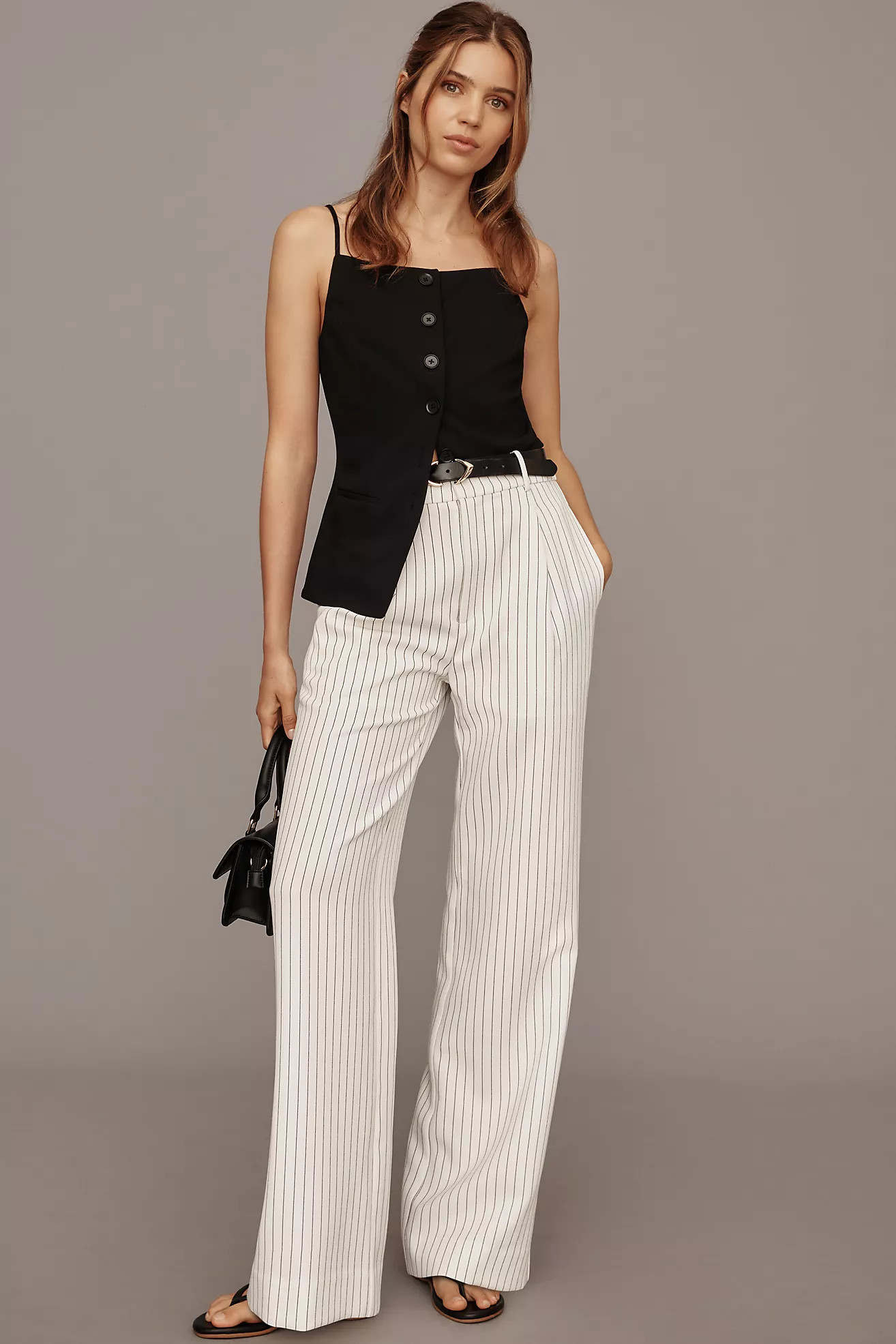 Grey Lab Pinstripe Wide-Leg Trouser Pants | Anthropologie (US)