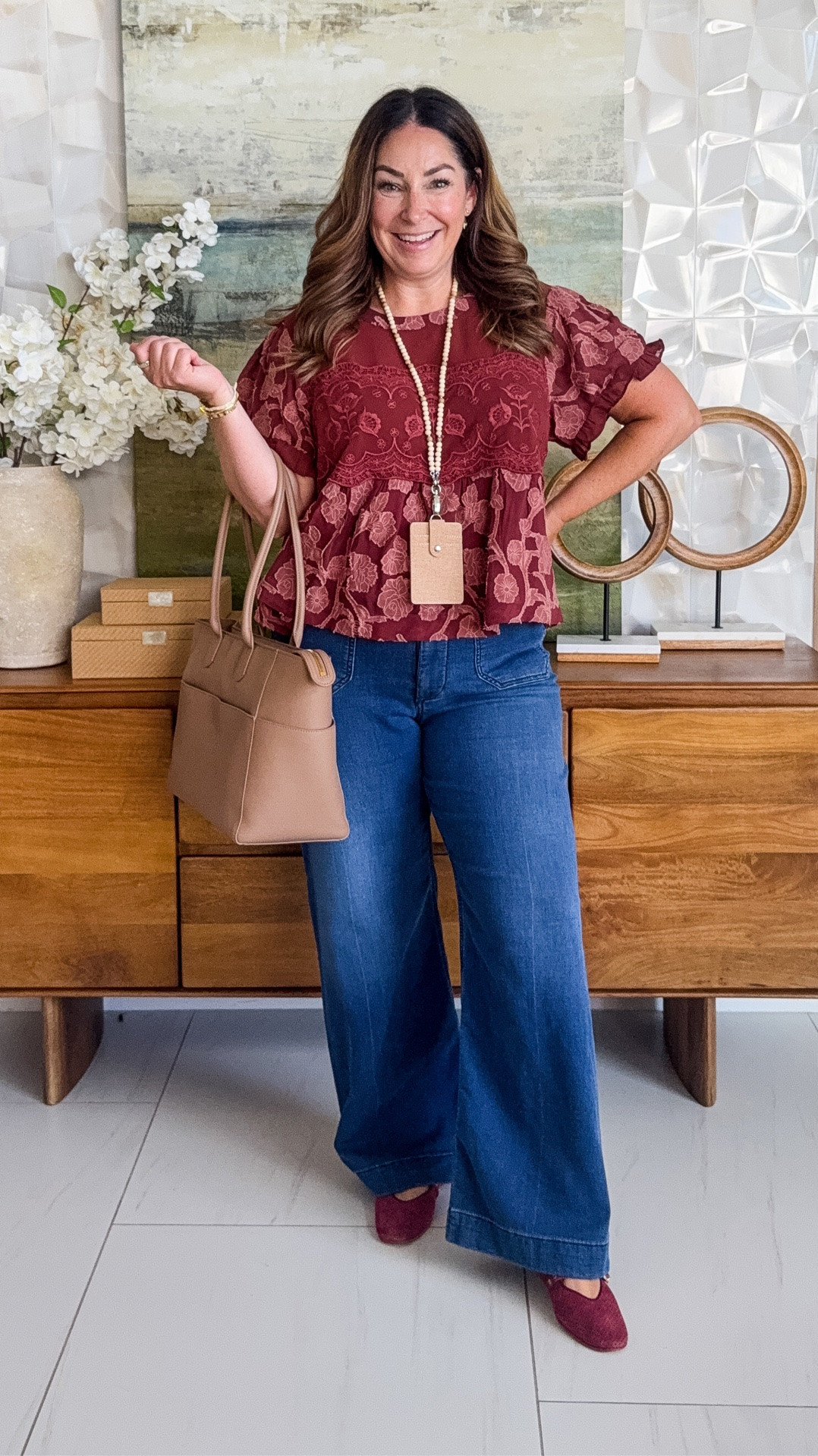 Early fall work outfit from @Anthropologie Jeans size down these run large, wearing 30 Regular length // top

#LTKMidsize #LTKWorkwear #LTKOver40