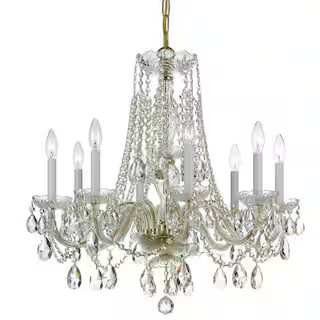 Traditional Crystal 8-Light Polished Brass Crystal Chandelier | The Home Depot