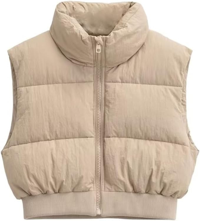 KEOMUD Women's Winter Crop Vest Lightweight Sleeveless Warm Outerwear Puffer Vest Padded Gilet | Amazon (US)