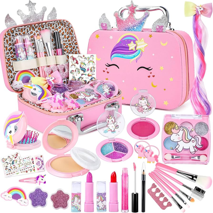 Kids Makeup Kit for Girl, Washable Kids Makeup Set for Girls 5-8, Real Cosmetic Set Pretend Play ... | Amazon (US)