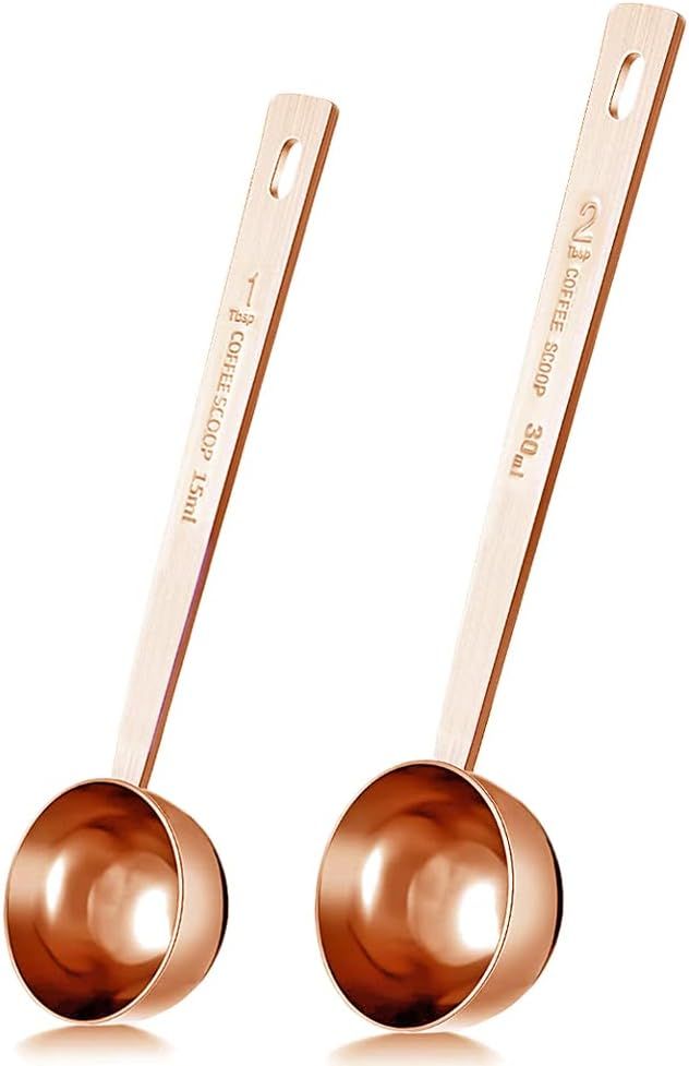 Gold Coffee Scoop Stainless Steel Measuring Spoon 1 & 2 Tablespoon Scoop Long Handle for Ground C... | Amazon (US)