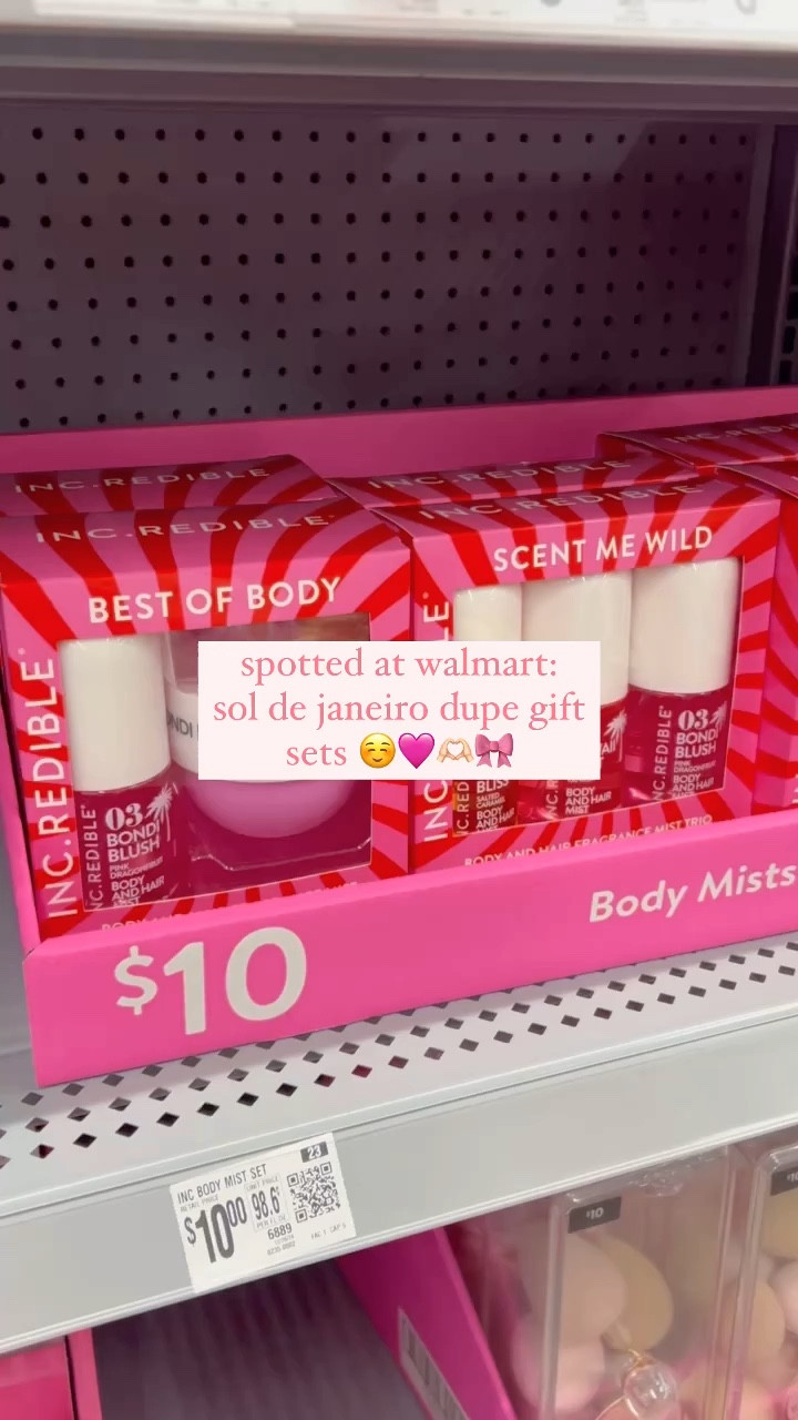 spotted at walmart: sdj dupe gift sets ☺️🫶🏻🎀🩷

yesterday at walmart, i saw gift sets in the Valentine's Day section that seem to be dupes/inspired by sol de janeiro scents!

the lotion and perfume were pink dragonfruit and coconut scented. the three perfumes were pink dragonfruit, vanilla and salted caramel!

these would be so cute to put in a Valentine's Day basket or to gift for galentines! they were $10 each ☺️

have you tried these? if so what were your thoughts? let me know!

#soldejaneirodupe #sdj #soldejaneiro #soldejaneiroperfume #perfumedupe #affordablebeautyproducts #affordabledupe #affordabledupes #makeupdupe #skincaredupe #trendyperfumes #tiktokviralbeauty #viralbeauty #preppyaesthetic #preppypink #preppyblogger #valentinesdaygiftideas