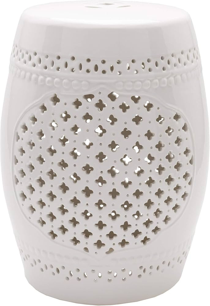 Artistic Weavers Martin Global Trellis Garden Stool 12.8" x 18.1", White | Amazon (US)