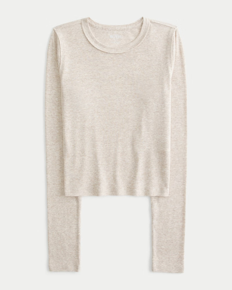 Women's Ribbed Long-Sleeve Crew Top from Hollister | Hollister (US)