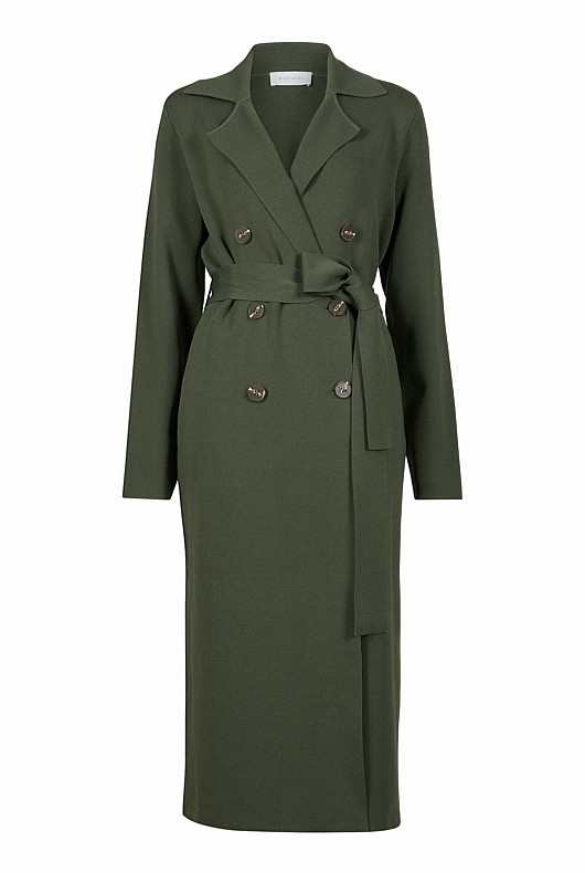 Crepe Knit Double-Breasted Coat | Witchery