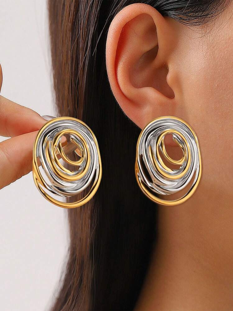 Aretes Plateald Y Dorados | SHEIN