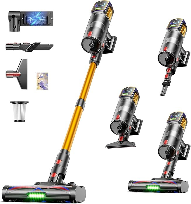 Cordless Vacuum Cleaner,55KPa 650W 65Mins Vacuum Cleaners for Home,Stick Vacuum with LED Display ... | Amazon (US)