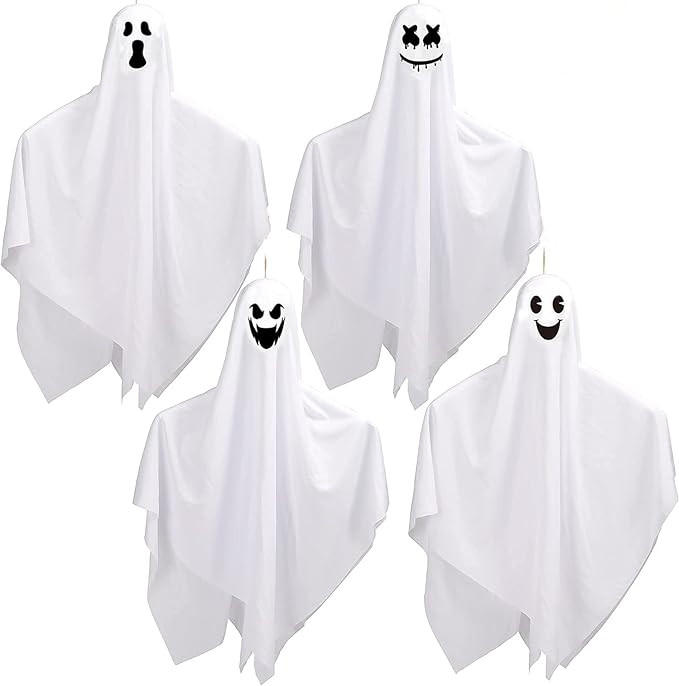 CCINEE 4 Pack Halloween Hanging Ghosts Decorations, 27.5“ and 35.5” Flying Outdoor Ghosts Ass... | Amazon (US)