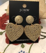 J.Crew Factory BEADED HEART DROP EARRINGS SOLD OUT GOLD New$34.50 | eBay | eBay US