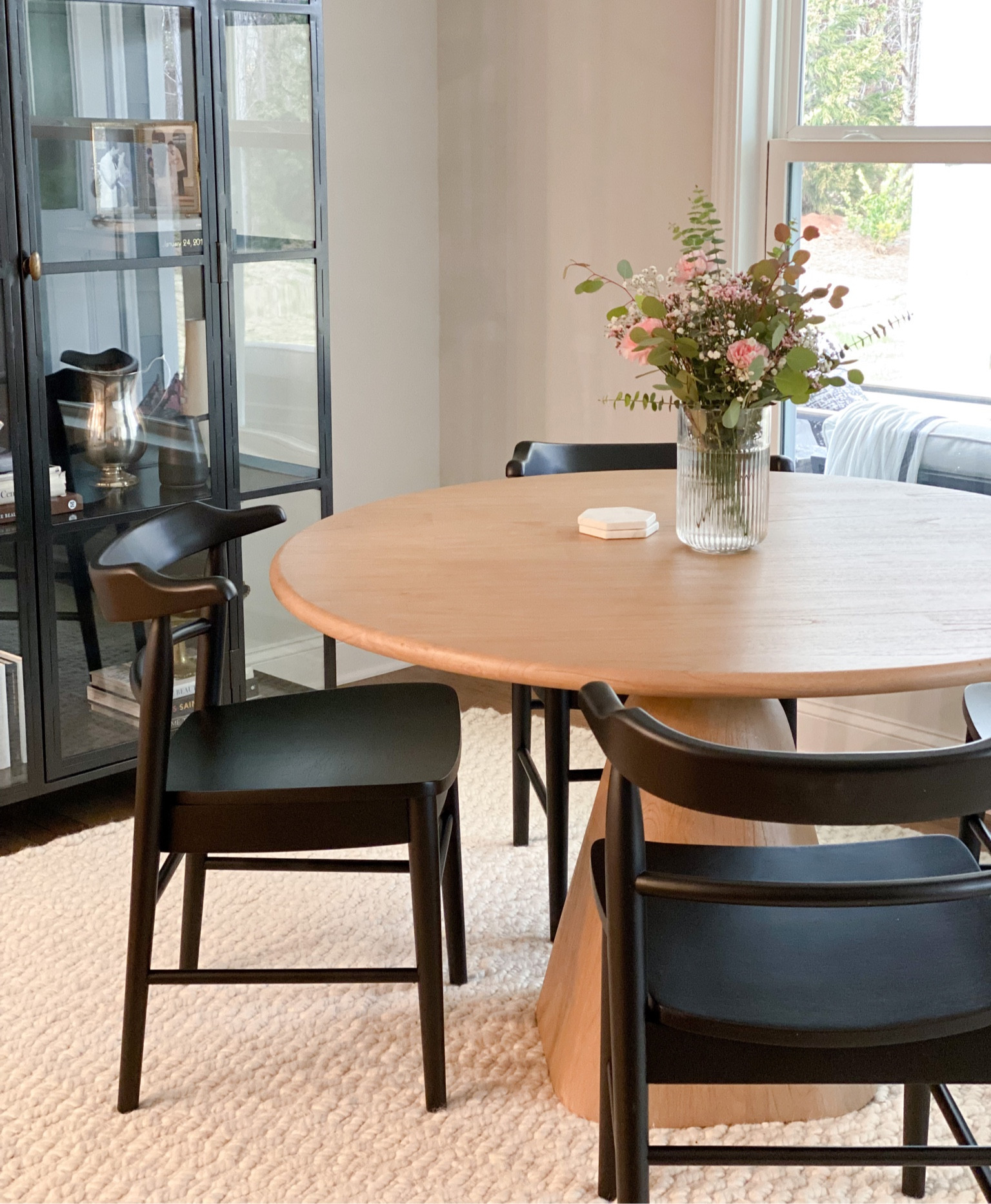Patiently waiting for baby girls arrival, pink flowers from dad to mom are the sweetest touch to our new breakfast nook! 🖤 #leighallisondesign 

#LTKhome #LTKSeasonal