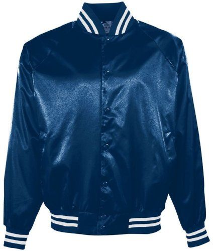 Augusta Sportswear 3611 Youths Satin Baseball Jacket Navy/White Large | Amazon (US)