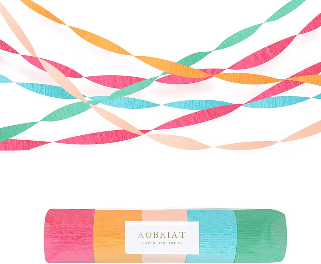 AOBKIAT 5 Rolls Rainbow Party Streamers Crepe Paper,Candyland Party Decorations for Christmas,Bir... | Amazon (US)