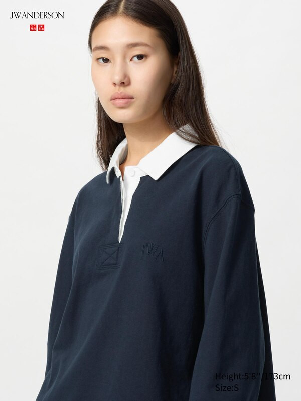 JW ANDERSON Boxy Rugger Polo Shirt Long Sleeve | Uniqlo Australia