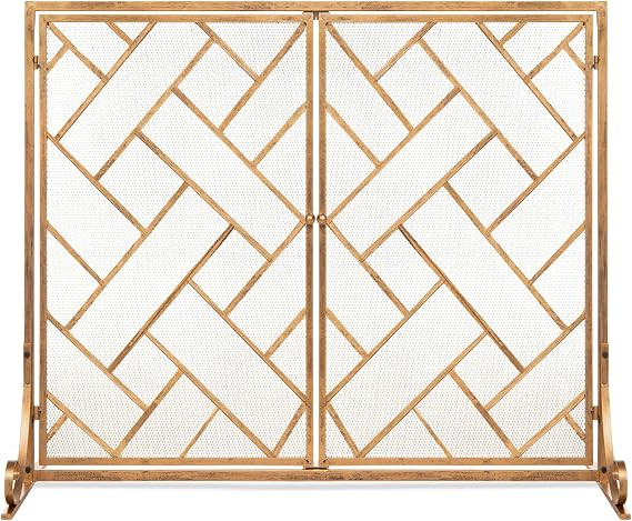 Best Choice Products 44x33in 2-Panel Handcrafted Wrought Iron Decorative Mesh Geometric Fireplace... | Amazon (US)