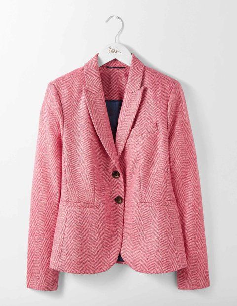 Elizabeth British Tweed Blazer Pink Herringbone Women Boden | Boden (US)