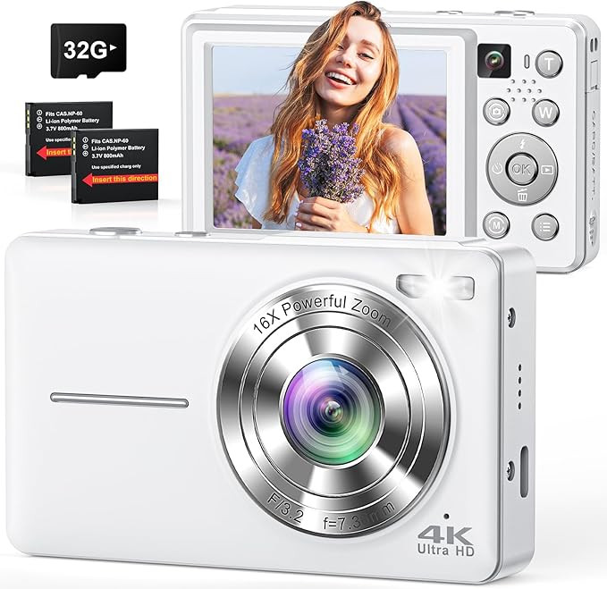 Digital Camera, 4K 64MP Cameras for Photography, Point and Shoot Digital Camera with Auto Focus, ... | Amazon (US)